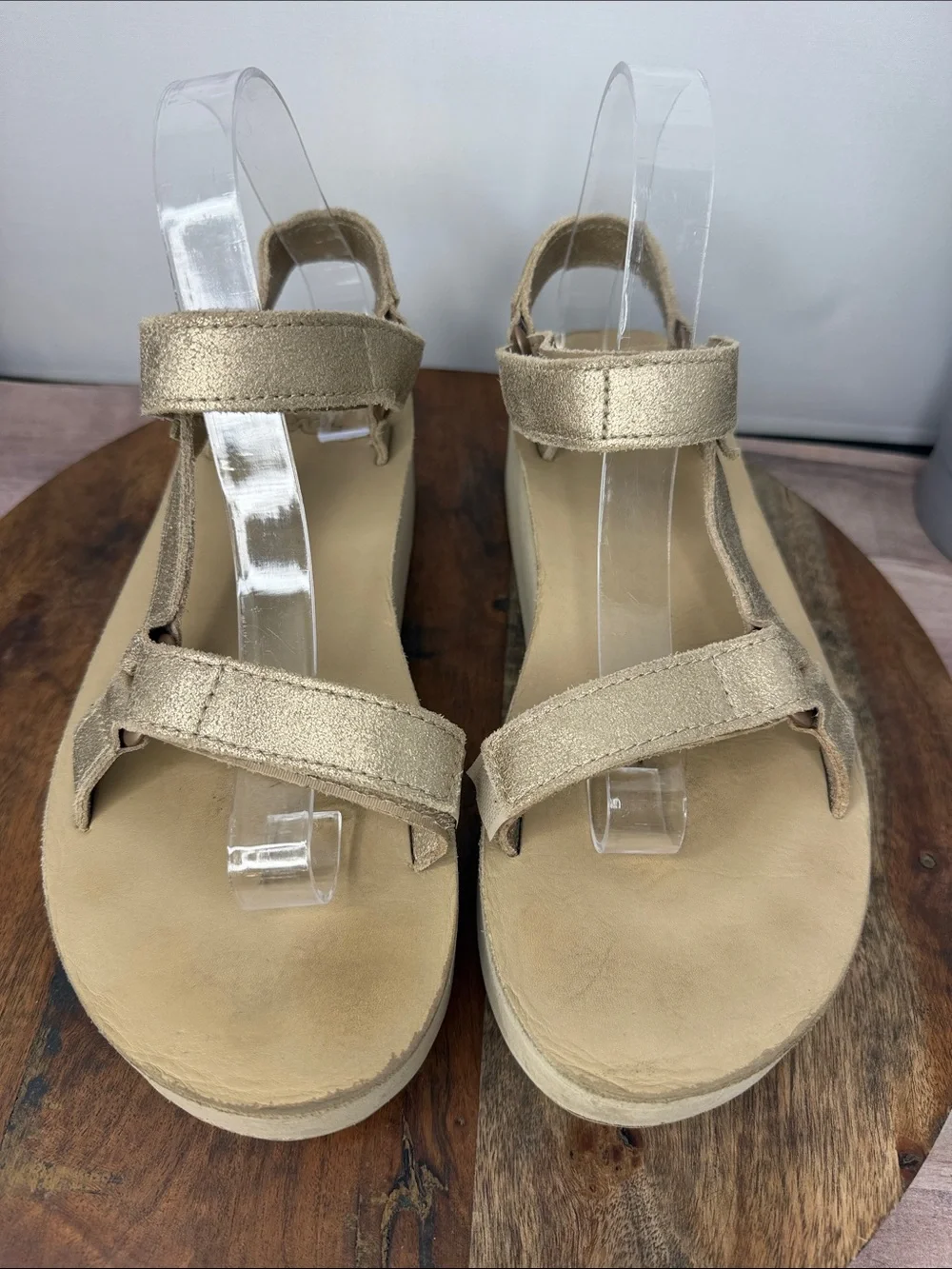 Teva Metallic Gold Platform Sandals - Size: 10